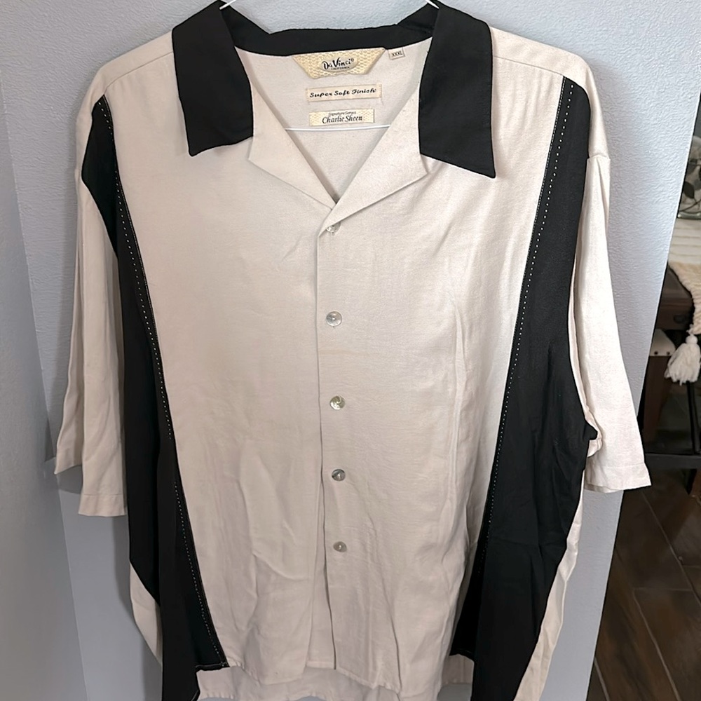 DaVinci Charlie Sheen Series Men’s Button-down Casual Shirt, 3XL, Rayon/ Polyest